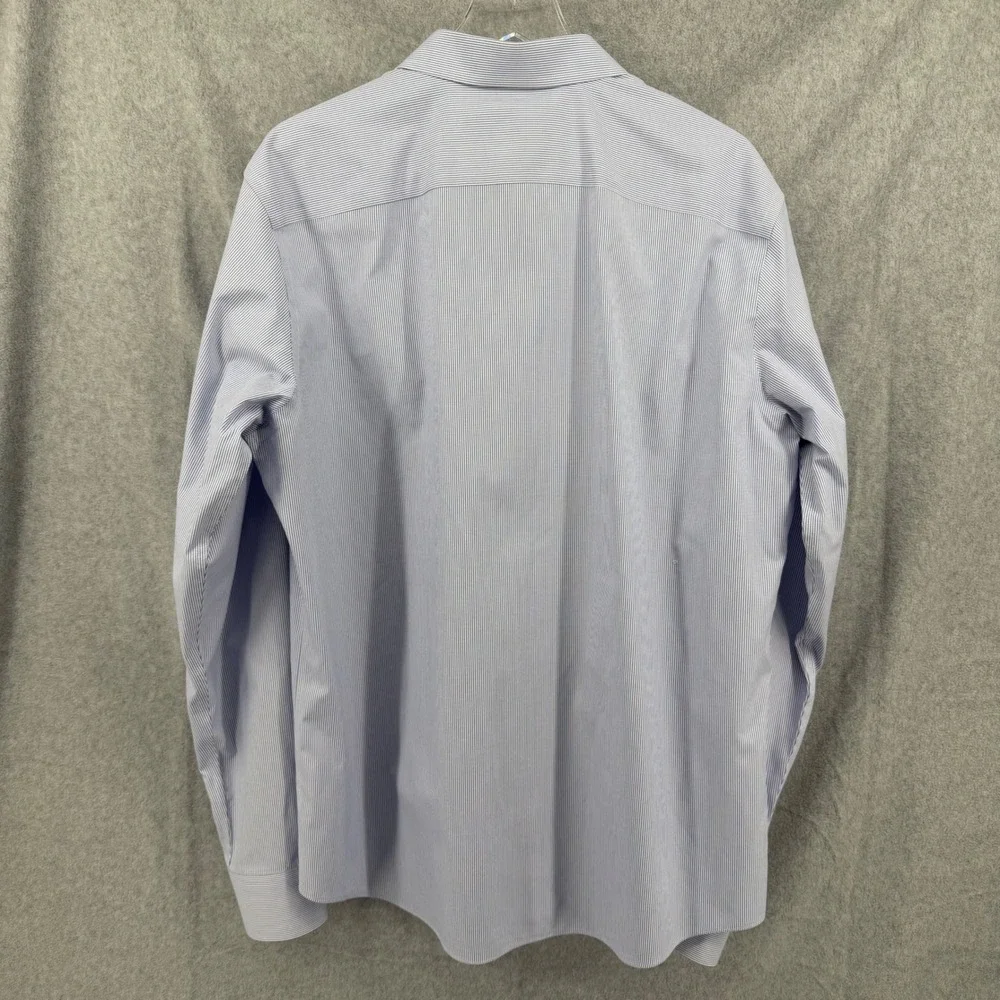 UNTUCKit Pio Cesare Shirt Mens XL Blue White Stripe Wrinkle Free Cotton Button - Picture 9 of 10